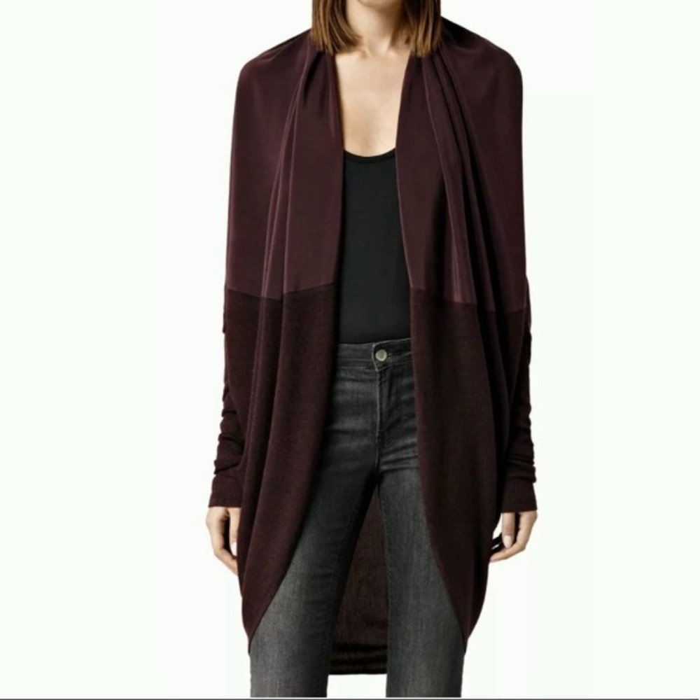 All Saints Sweaters | Maroon Silk Itat Shrug